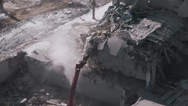 Повітряний Постріл Зруйнованих Будівель Знесення Будівлі Сміття Місці Знесення Високоякісні — стокове відео