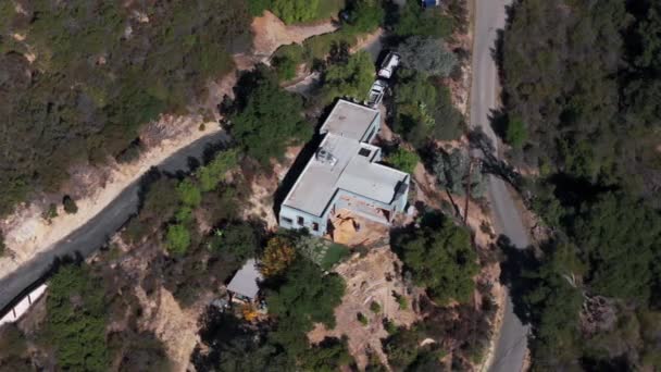 Widok Lotu Ptaka Wzgórza Budowę Prywatnego Domu Santa Barbara County — Wideo stockowe