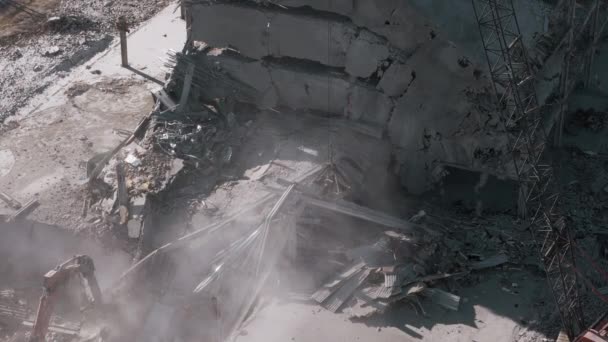 Flygfoto Förstörda Byggnader Rivning Byggnaden Högkvalitativ Film — Stockvideo