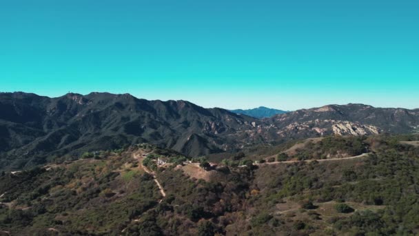 Aerial Wide View Hills Mountains Santa Barbara County California Sunny — Stock Video
