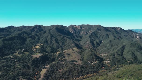 Aerial Wide Shot Hills Mountains Santa Barbara County California Sunny — Stock Video