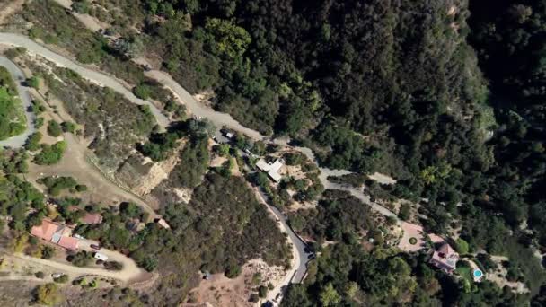 Aerial Top View Hills Mountains Houses Santa Barbara County California — Stock Video