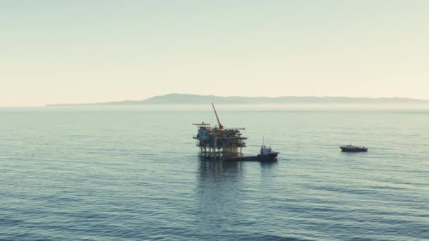 Κηφήνας Πλάνα Του Πετρελαίου Αερίου Ειρηνικού Ωκεανού Γεωτρήσεων Πλατφόρμα Rig — Αρχείο Βίντεο