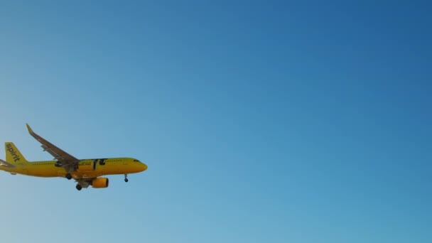 Spirit Airlines Літак Приземляється Аеропорту Вдень Лос Анджелес Сша Жовтня — стокове відео