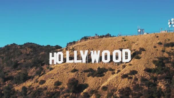 Снимок Воздуха Вокруг Голливуда Вывески Белые Буквы Лос Анджелес Калифорния — стоковое видео