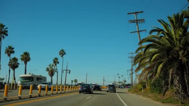 Pov Wide Footage Car Driving Highway Los Angeles Downtown City — Stock Video