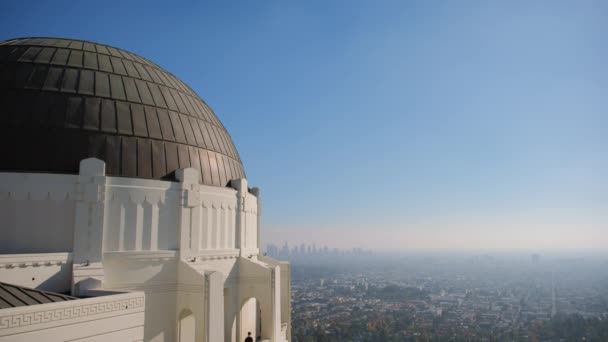 Hollywood Hegyi Obszervatórium Nyári Napján Készült Los Angeles Belvárosával Igen — Stock videók