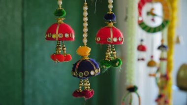 Hint düğünü geleneksel dekorasyon unsurları. Yakın çekim. Yüksek kalite 4k görüntü