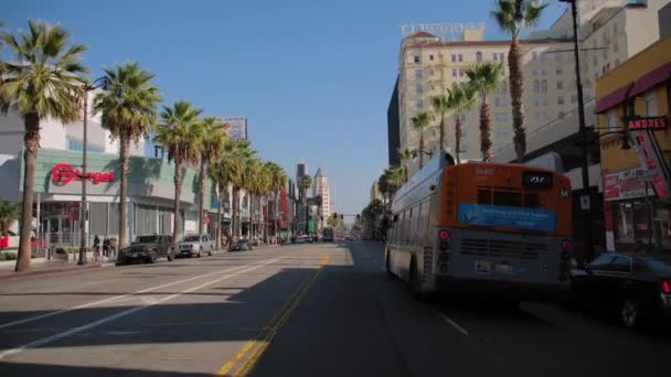 Pov Wide Footage Driving Hollywood Blvd Los Angeles Day Time — Stock Video
