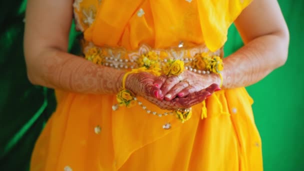 Elementos Mulher Vestido Indiano Tradicional Casamento Hindu Mova Câmera Imagens — Vídeo de Stock