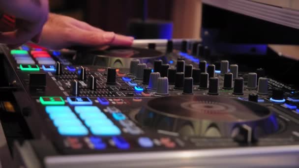 Close Tiro Sound Mixer Evento Equipamento Musical Imagens Alta Qualidade — Vídeo de Stock