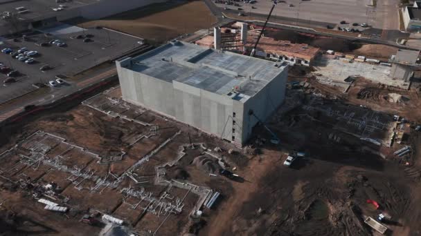Industrial Construction Building Warehouse Drone Wide View High Quality Footage — Stock Video