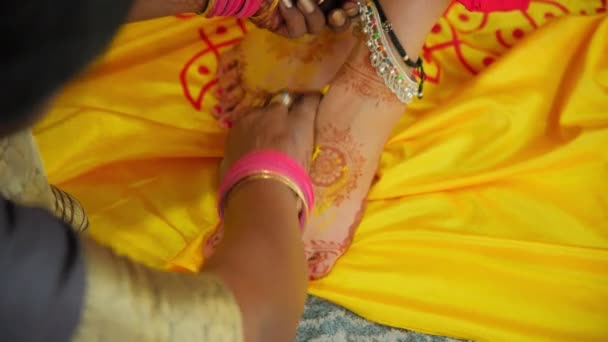 Запись Элемента Традиционной Индийской Индуистской Свадьбы Высококачественные Кадры — стоковое видео