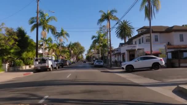 Széles Látószögű Utcai Felvétel Santa Barbara Cityben Napsütéses Napokon Santa — Stock videók