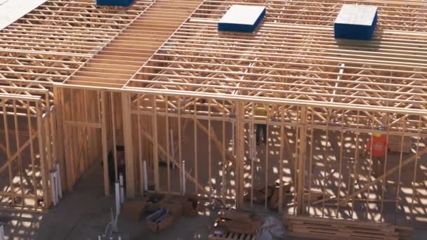Rekaman Udara Dari Frame Rumah Yang Sedang Dibangun Rekaman Berkualitas — Stok Video