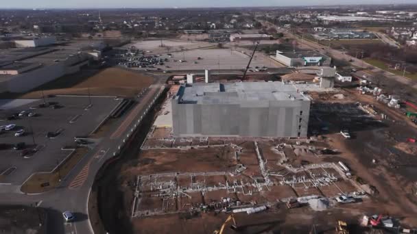 Edificio Construcción Industrial Almacén Drone Tiro Ancho Imágenes Alta Calidad — Vídeo de stock
