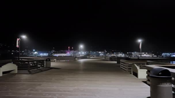 カリフォルニアの人々がいない夜の桟橋 ナイトタイム 高品質の4K映像 — ストック動画