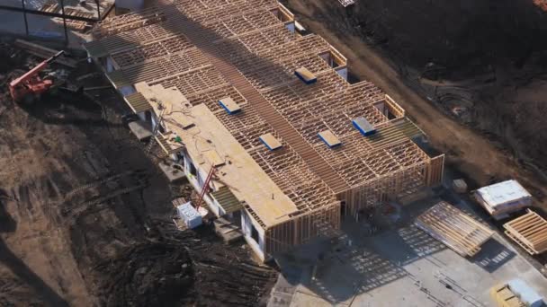 Amplia Vista Aérea Drones Marcos Casas Construcción Imágenes Alta Calidad — Vídeos de Stock
