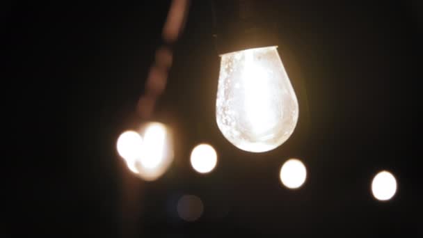 Винтажная Лампочка Огни Вечеринок Заднем Дворе Месте Высококачественные Кадры — стоковое видео