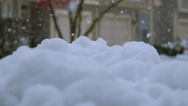 Voorsteden Sneeuw Bedekt Gevallen Sneeuw Hoge Kwaliteit Beeldmateriaal — Stockvideo