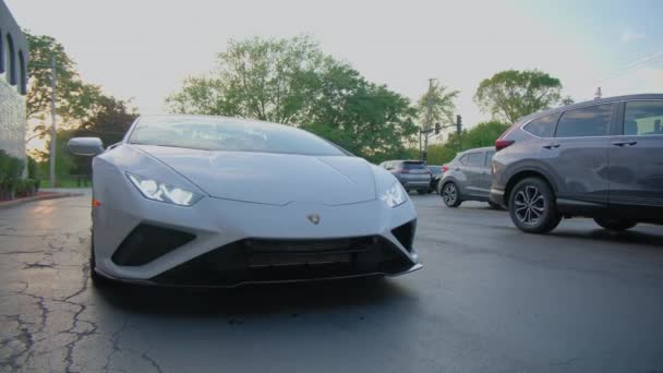 Lamborghini Supercar Włoska Marka Ulicy Wydział Wewnętrzny Chicago Stany Zjednoczone — Wideo stockowe