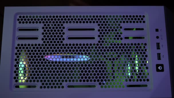 Отключение Персонального Компьютера Блок Охлаждения Вентилятором Стильного Современного Компьютера Первый — стоковое видео
