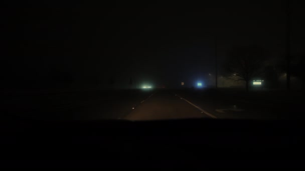Pov Point View Car Driving City Way Extremely Foggy Environment — стоковое видео