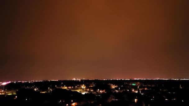 Σκληρή Καταιγίδα Και Αστραπές Νύχτα Αργή Κίνηση Αεροφωτογραφία Υψηλής Ποιότητας — Αρχείο Βίντεο