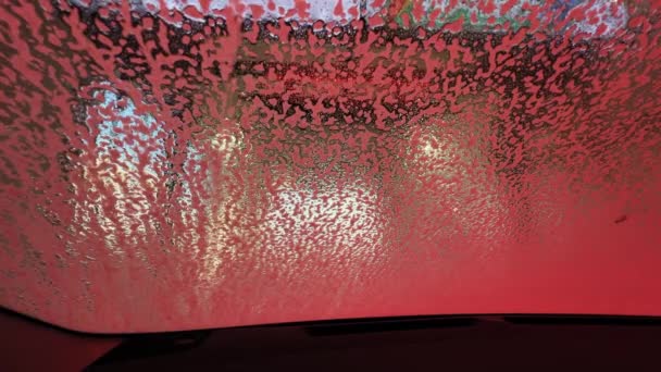 Szeroki Widok Wnętrza Samochodu Myjni Samochodowej Automatyczny Serwis Myjni Samochodowej — Wideo stockowe