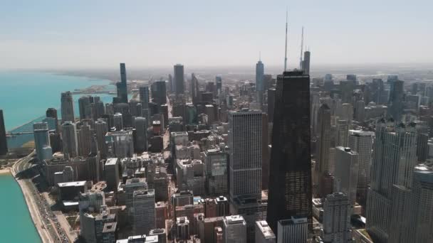 Елемент Панорами Центрі Чикаго Вдень Дрон Широкі Кадри Високоякісні Кадри — стокове відео