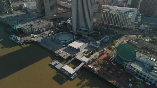 Luftaufnahme Von Riverwalk Der Innenstadt Von New Orleans Louisiana Hochwertiges — Stockvideo