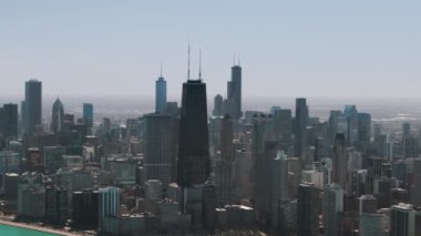 Chicago şehir merkezindeki hava aracı görüntüsü. - Evet. Yüksek kalite 4k görüntü