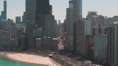 Chicago şehir merkezindeki hava aracı görüntüsü. Şehir elementi. Yüksek kalite 4k görüntü
