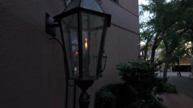 Old Gas Lantern In New Orleans French Quarter. Close up. High quality 4k footage