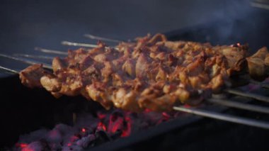 Geleneksel kebap ya da ateşte et pişirmek. Yüksek kalite 4k görüntü