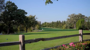 Güneşli bir günde golf sahası. Doğal manzara. - Evet. Yüksek kalite 4k görüntü