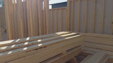 Yeni Ev Ahşap Kirişleri İnşaatı. Yüksek kalite 4k görüntü