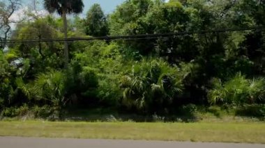 Açık güneşli bir günde banliyö yolunda araba kullanan yolcu tarafından POV görüntüsü. Ön yolcu koltuğunun yan görüntüsü. Yüksek kalite 4k görüntü