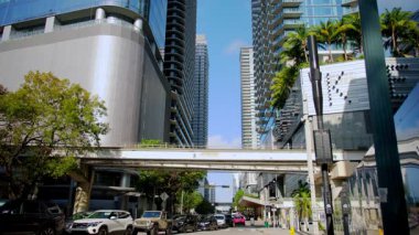 Birleşik Devletler 'in merkezindeki metro treninde mono treninin sabit görüntüsü. Miami, ABD. 20 Mart 2025. Yüksek kalite 4k görüntü