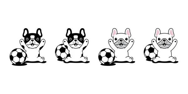 Σκύλος Διάνυσμα Γαλλική Μπουλντόγκ Εικονίδιο Ποδοσφαίρου Ποδόσφαιρο Μπάλα Παιχνίδι Κουτάβι — Διανυσματικό Αρχείο