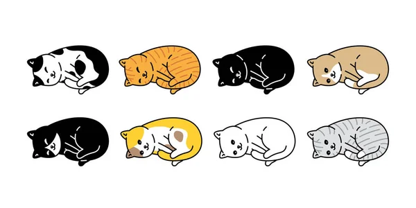 Kat Vector Kitten Pictogram Calico Slapen Karakter Cartoon Huisdier Ras — Stockvector