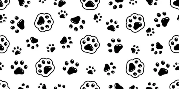 Dog Paw Seamless Pattern Cat Footprint Vector Cartoon Gift Wrapping — Stock Vector