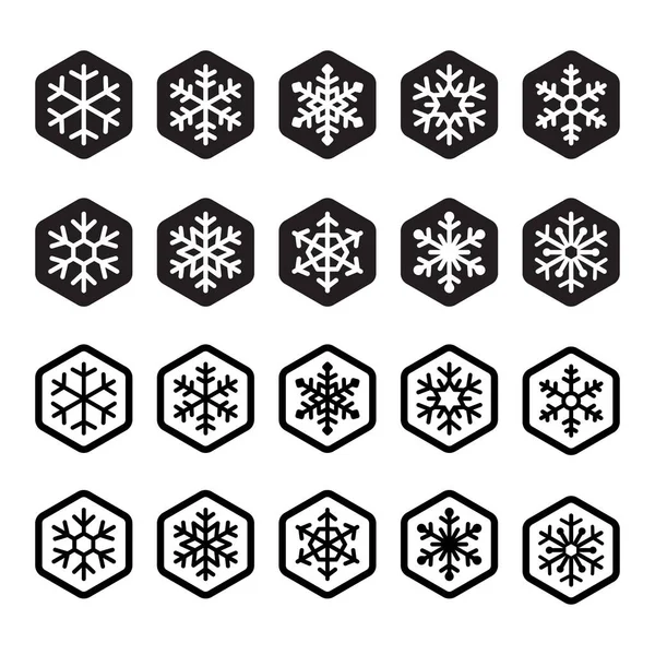 Vločka Ikona Vánoční Šestiúhelník Voštinový Vektor Logo Sníh Santa Claus — Stockový vektor