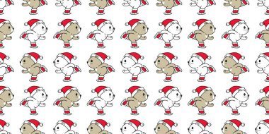 Ayı kutupsuz desensiz Noel Baba, buz pateni vektörü, oyuncak ayıcık, karton kaplama kâğıdı, duvar kâğıdı, kaplama, karalama, çizim tasarımı.