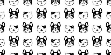 Köpek desensiz kedi, buldog, yavru buldog, yavru kedi, kuyruk başı, fayans kaplama, kağıt eşarp, izole edilmiş duvar kâğıdı çizim tasarımı.