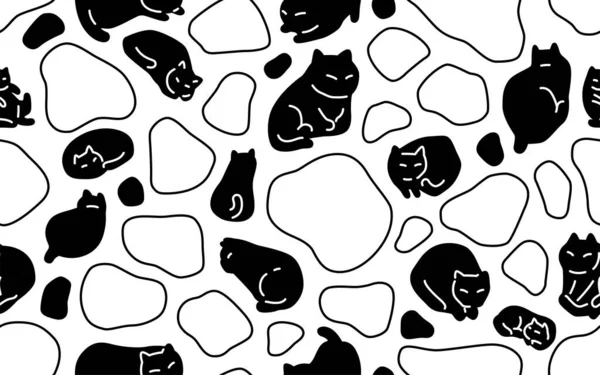 猫のシームレスなパターン迷彩子猫ベクトルカリコアヒルハンタータイル背景ギフト包装紙スカーフ隔離された繰り返し壁紙漫画イラストデザイン — ストックベクタ