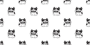 Köpek desensiz Fransız buldog vektörü köpek yavrusu gülüşü çizgi film cini duvar kağıdı karalama arkaplan çizimi eşarp tasarımı izole