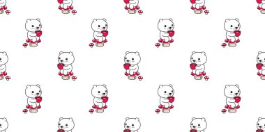 bear seamless pattern sitting drinking coffee hot tea vector teddy cartoon gift wrapping paper tile background repeat wallpaper scarf isolated doodle illustration design