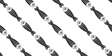 fish Seamless pattern vector salmon swimming tuna cartoon pet shark dolphin whale sea ocean gift wrapping paper scarf isolated repeat wallpaper tile background animal illustration doodle design