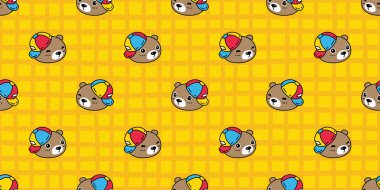 bear polar seamless pattern cap hat vector cartoon teddy tile background gift wrapping paper repeat wallpaper scarf isolated doodle illustration yellow design